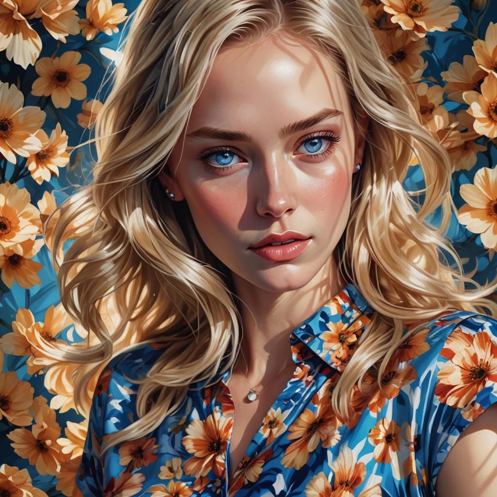 Extreme close-up full body sun glare of a beautiful short bl...