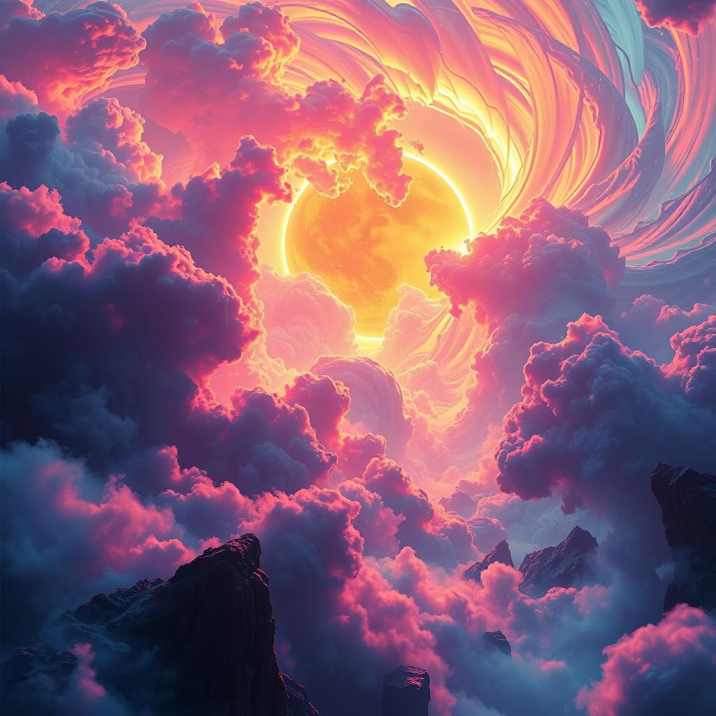 Sun flares, colorful and vivid