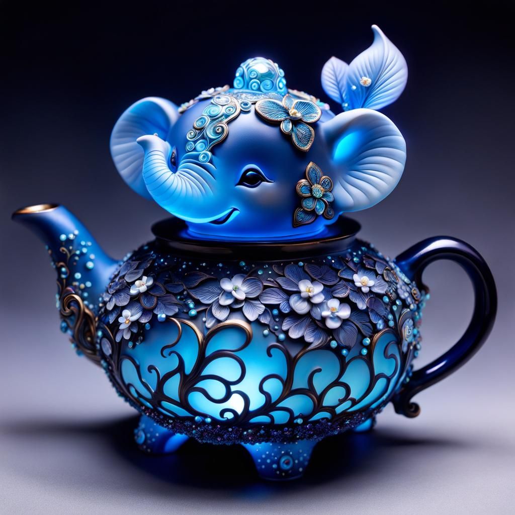 Happy Elephant Teapot. AI Generated Artwork NightCafe Creator