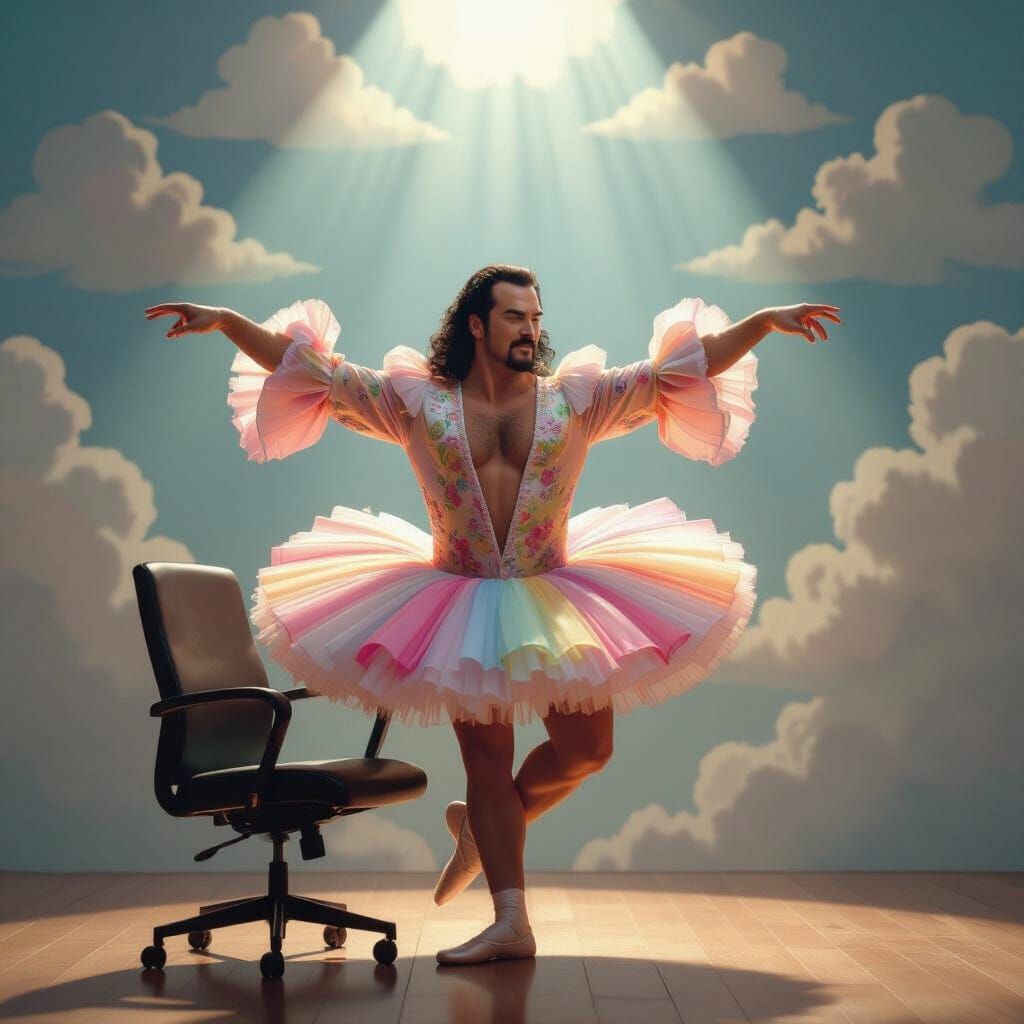 Steven Segal is a graceful ballerina dancing with his beloved office chair. 