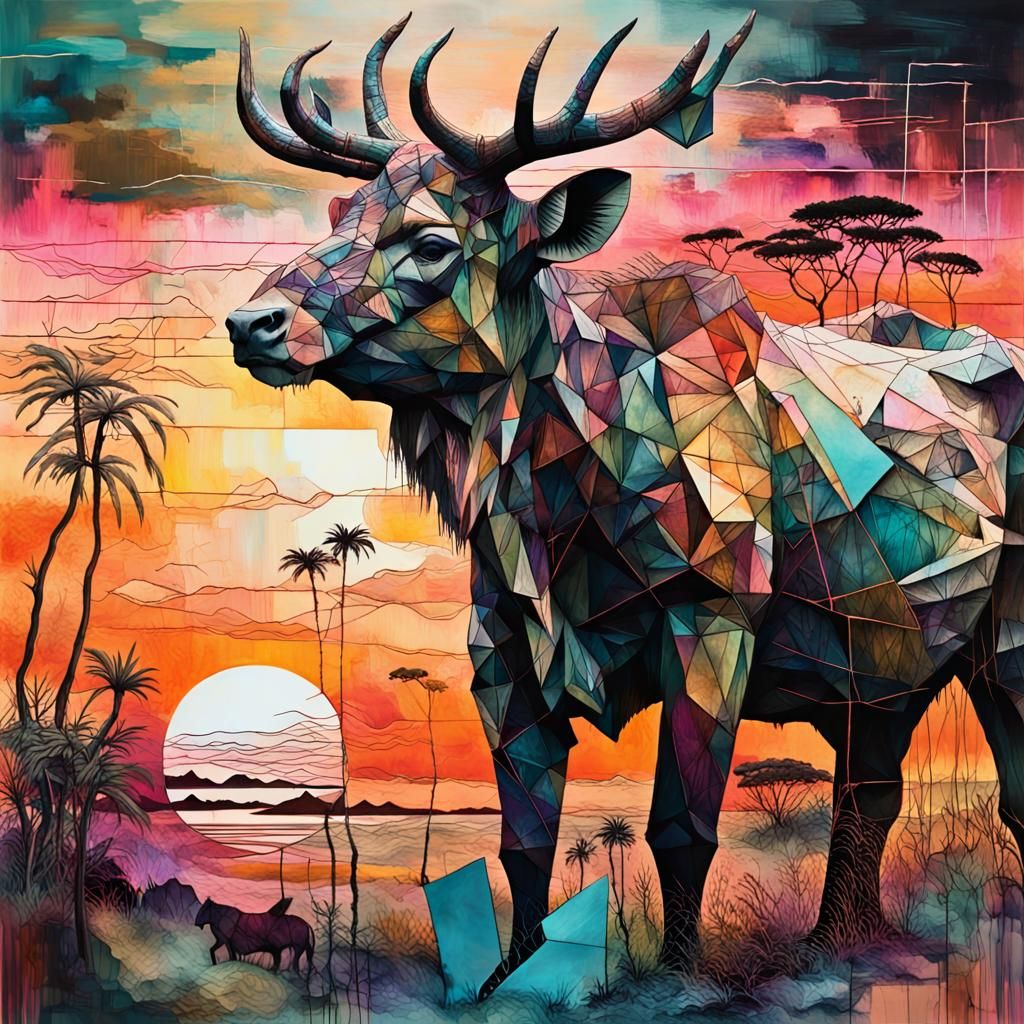 Black vaporwave cubism with earthtone accents  by @GMX_TrackMaD