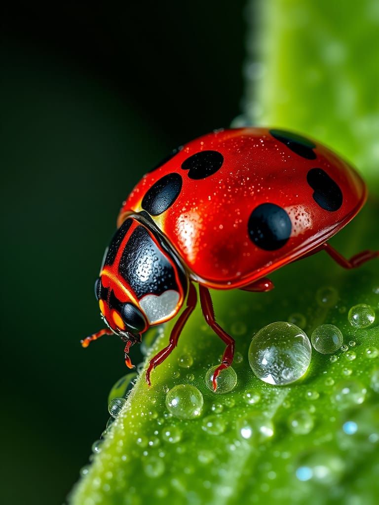 Enhanced Macro Ladybug Prompt:
"Ultra-detailed macro shot of a ladybug (Coccinella septempunctata) crawling ...  by @Rod Zombie