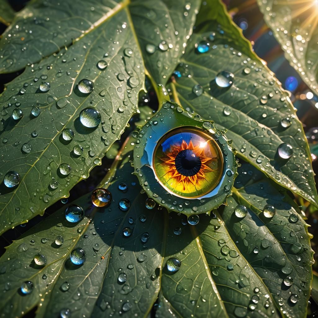 Eye in Dewdrop: A Solarpunk Illustration