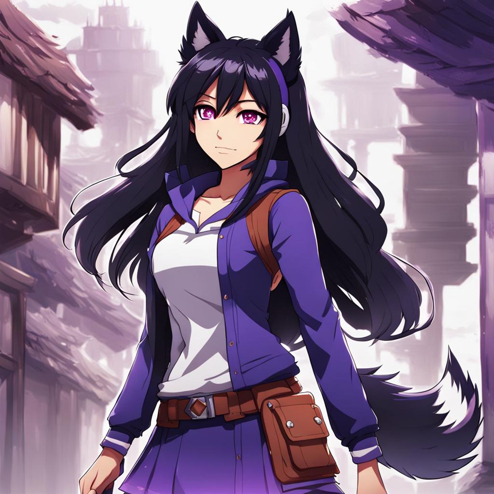 Aphmau Standing With Werewolf Ears And Tail Full Body - Ai Generated 