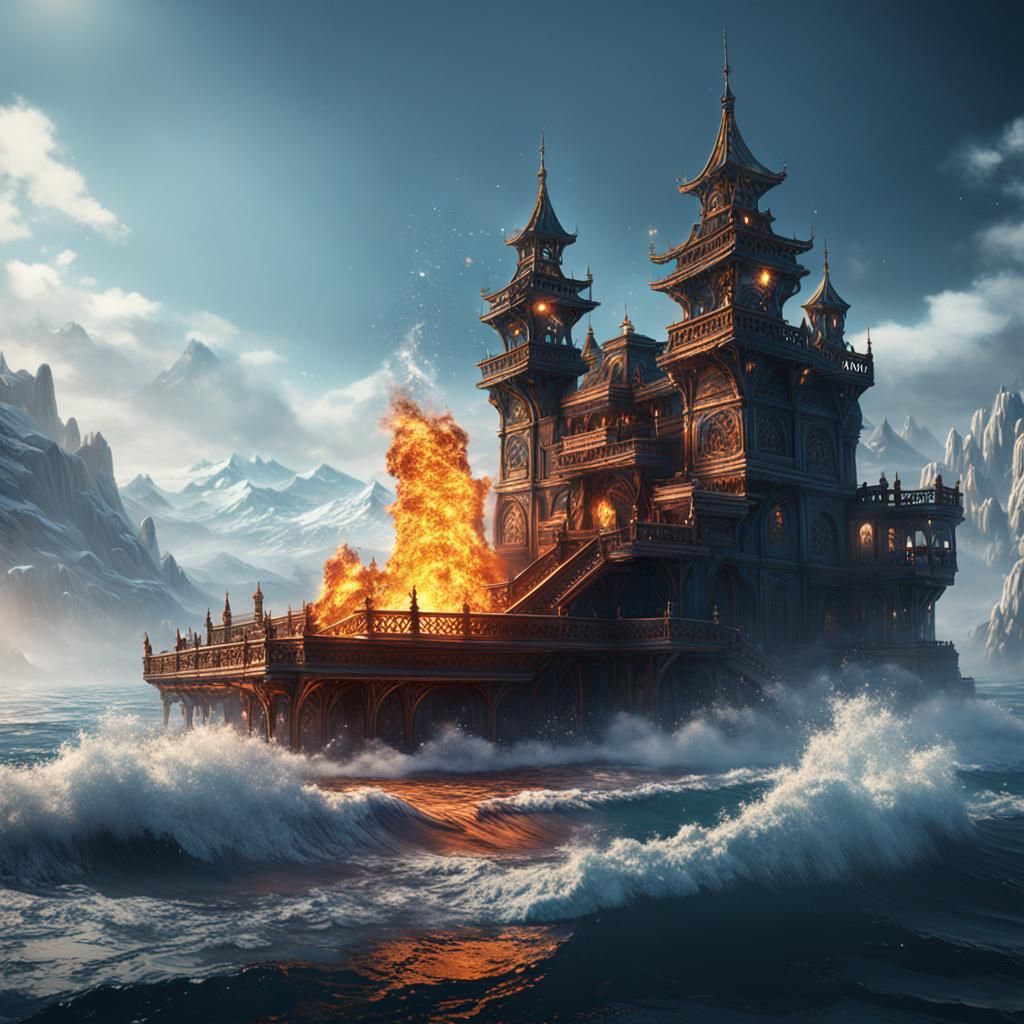 white sea-water is burning