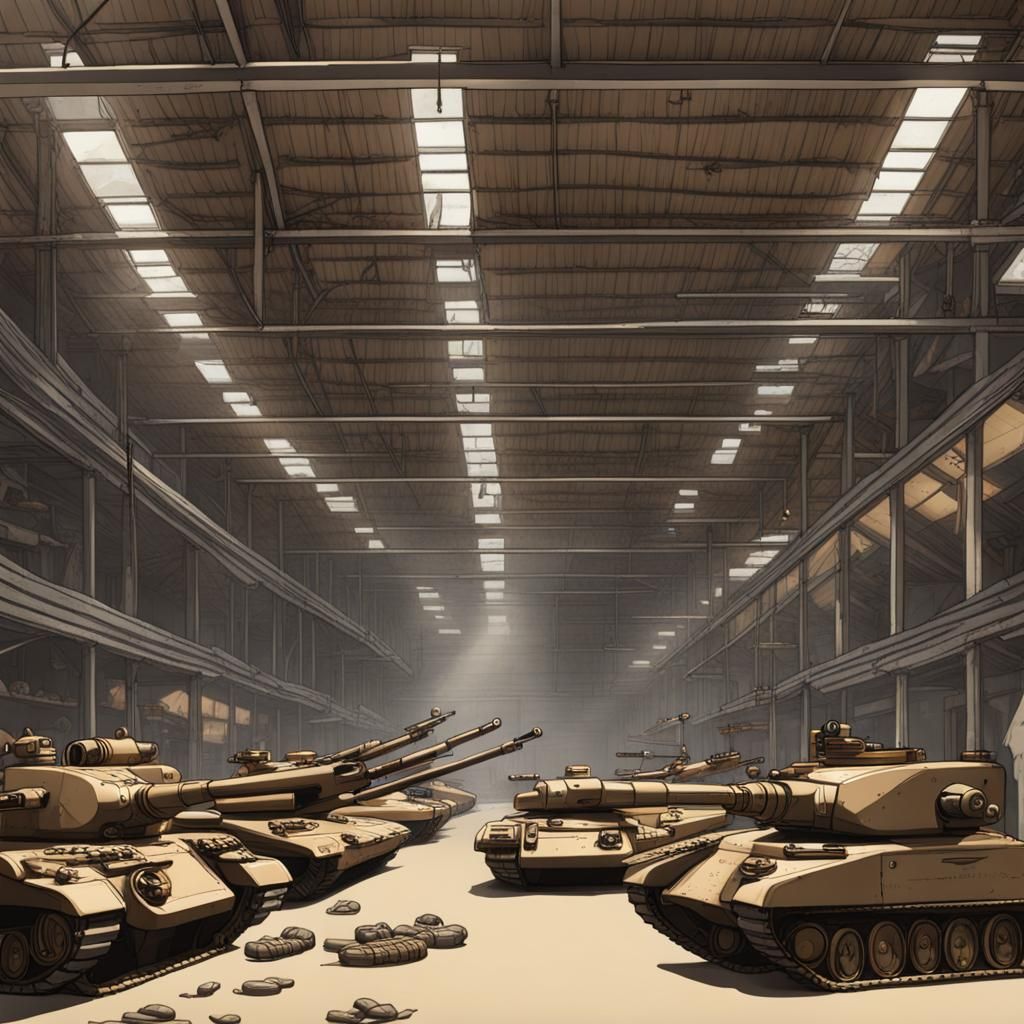 Wearhouse full of weapons and tanks and armory