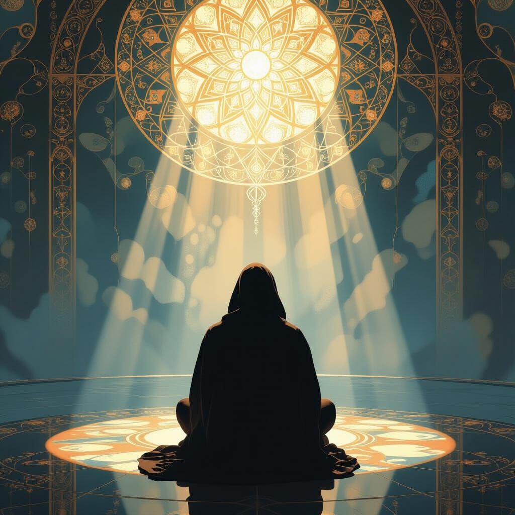 Divine Figure in Ethereal Light: A Surreal Image