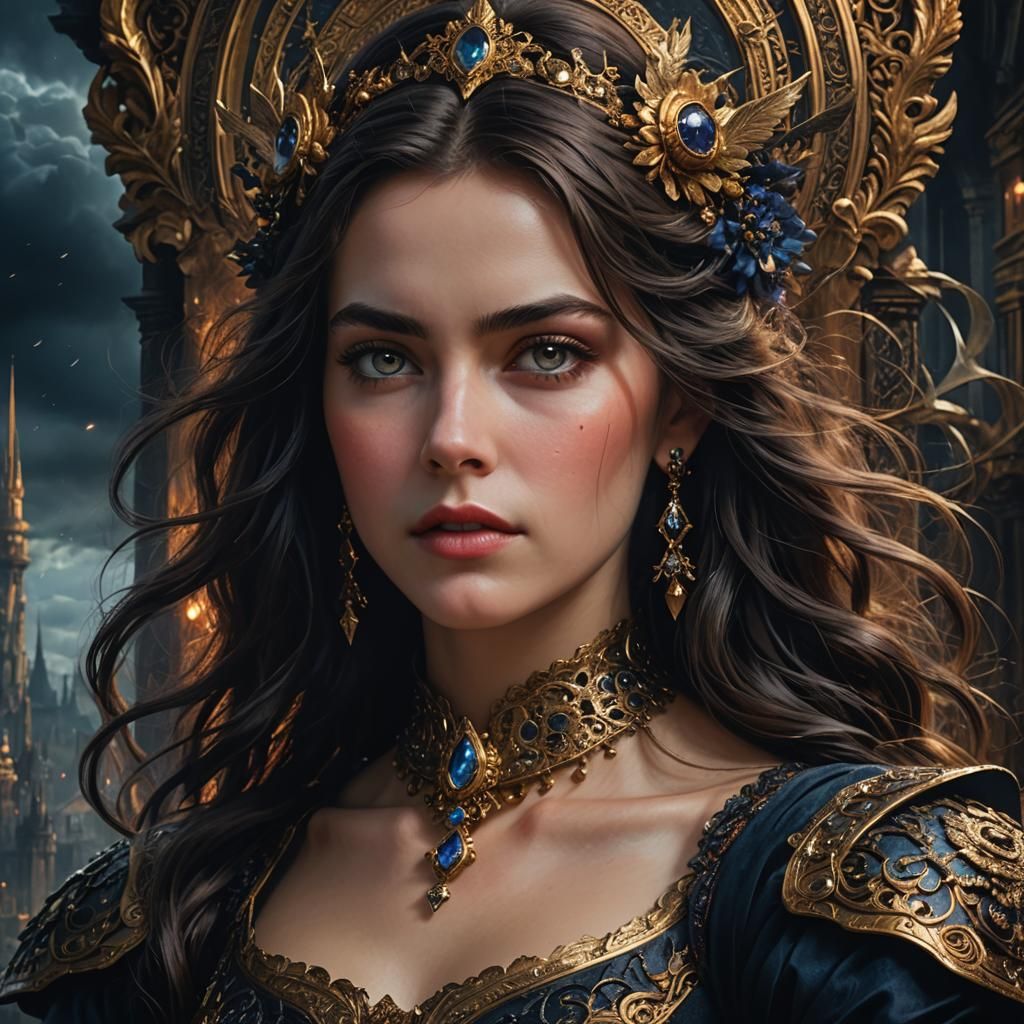 Close-up portrait Epic Masterpiece Maximalist Moody Mysterio...