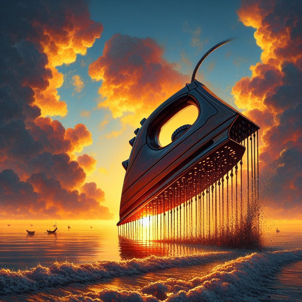 iron scrubber painting technique: a sunset