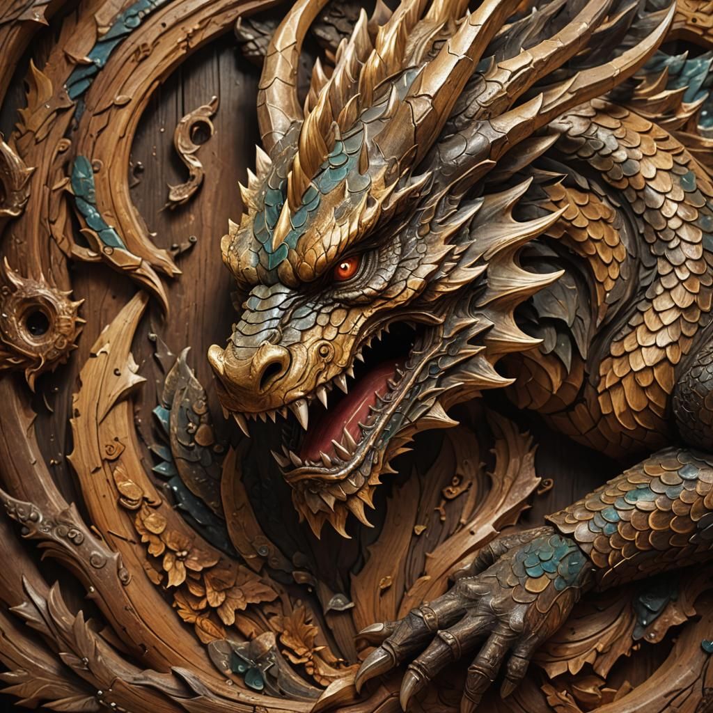 Wood dragon.  by @AiLarva