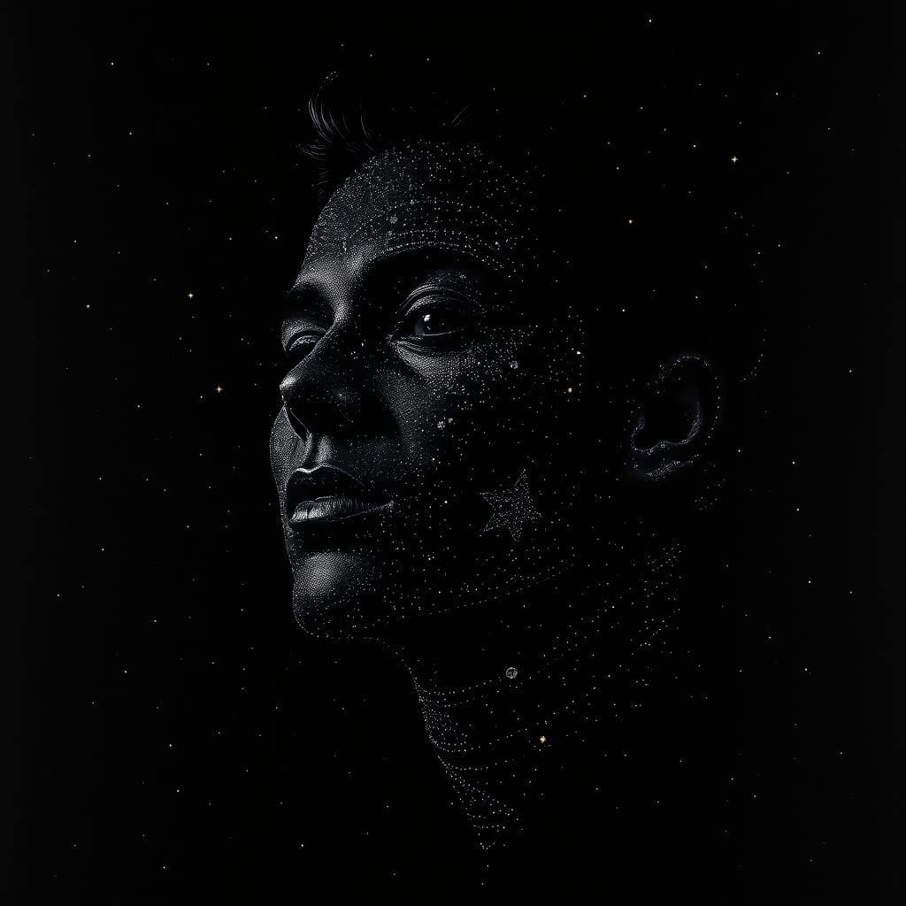 POINTILLISM, Noir PORTRAIT, NIGHT Space  by @Jubrey