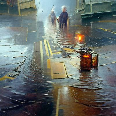 Heavy rain on the pavement