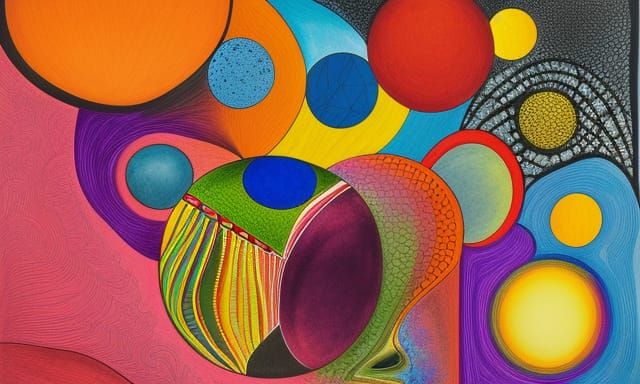 harmony of the spheres, colorful ink painting on Xuan Paper, Museum ...