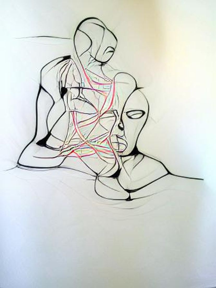 Inner conflict. continuous line drawing. AI Generated