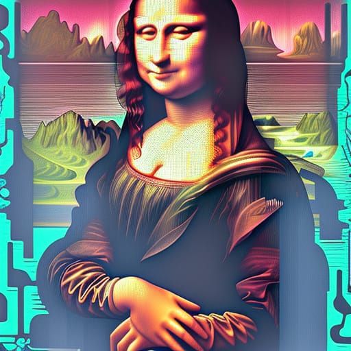 Mona Lisa synthwave neon - AI Generated Artwork - NightCafe Creator