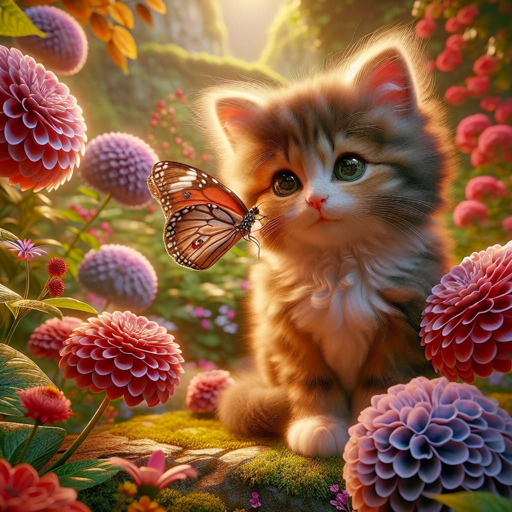 Cat and butterfly