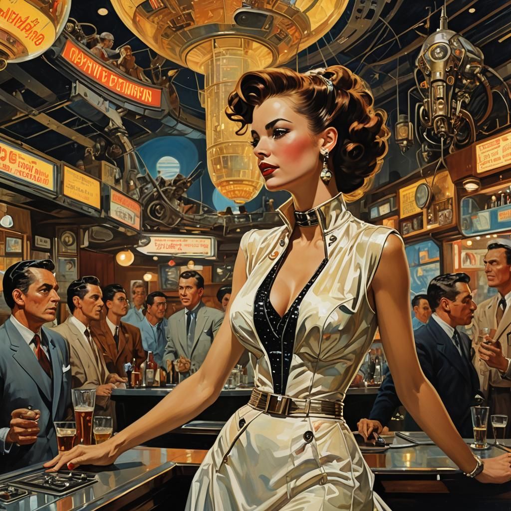 Singer in a retrofuturistic bar  by @Daleone