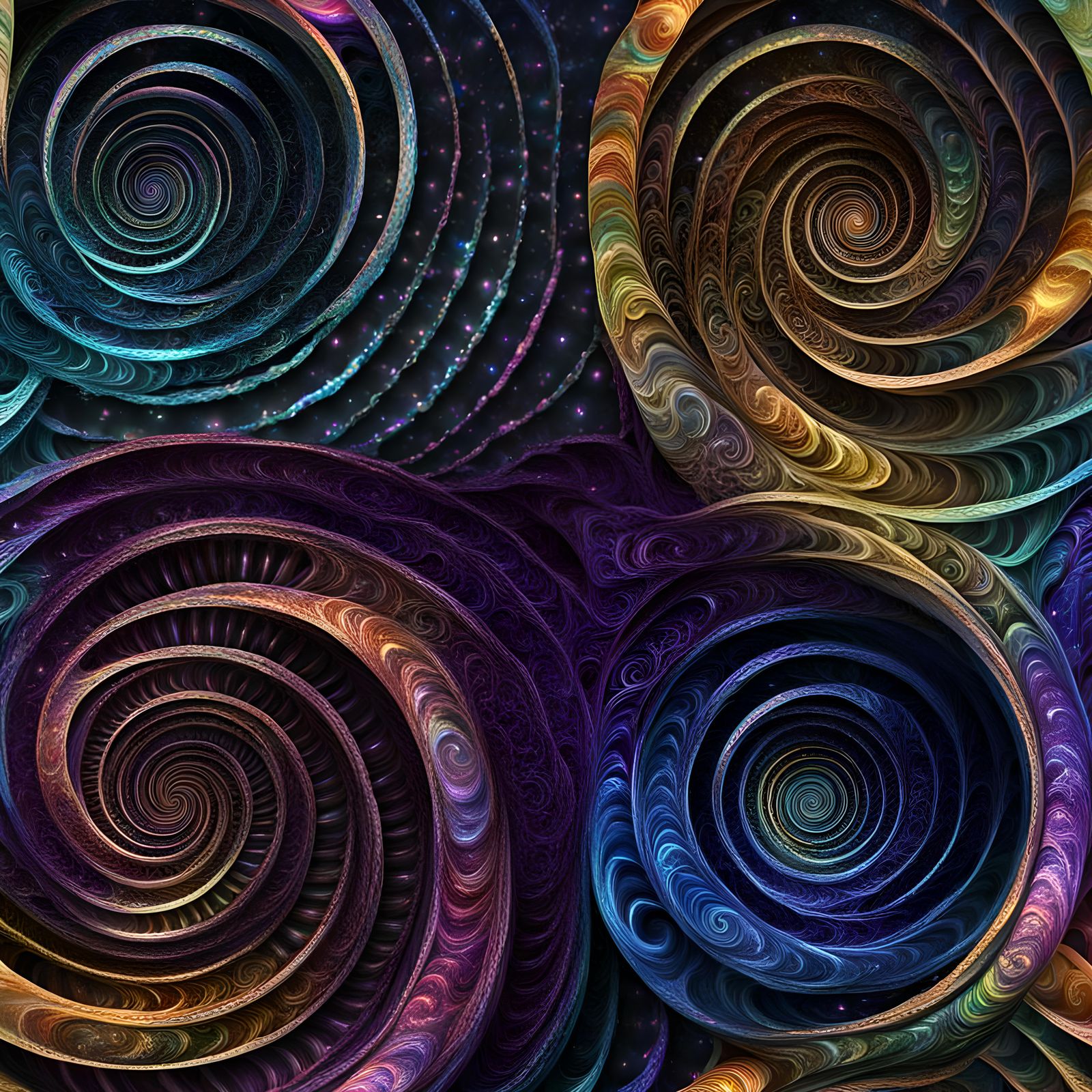 Iridescent Galactic Spirals spirals spirals