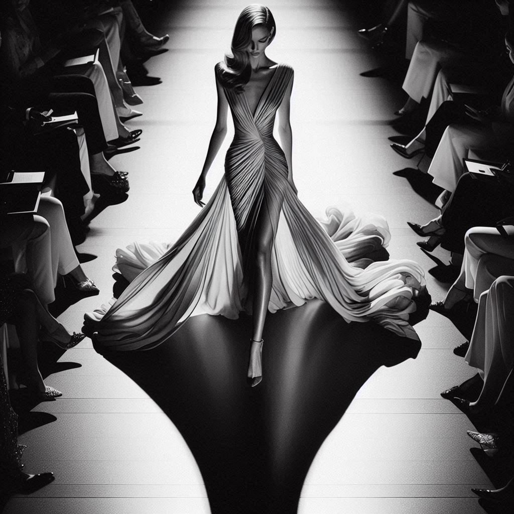 Runway in black and white