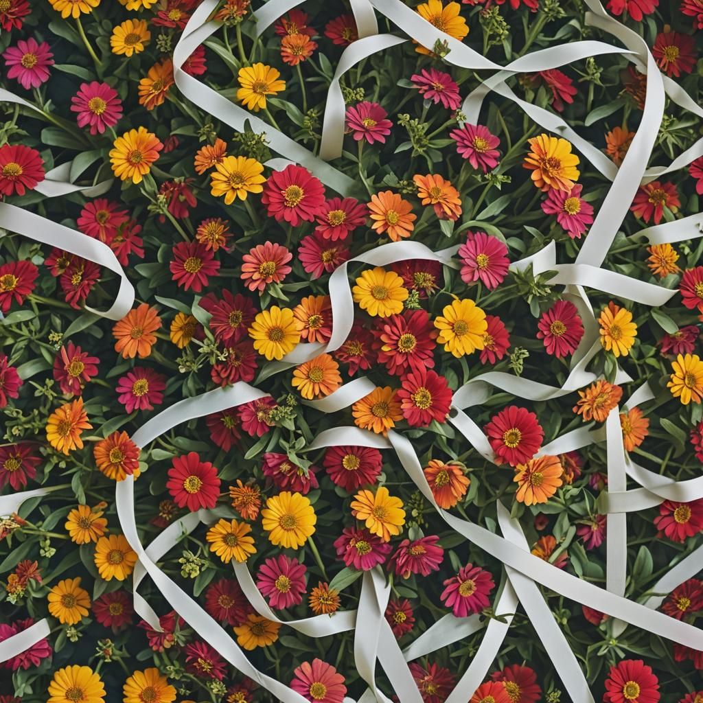A beautiful bouquet of delightful colourful Zinnias tied up ...