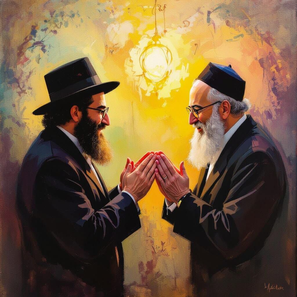 Singers Receive Blessing: Jewish Art Style