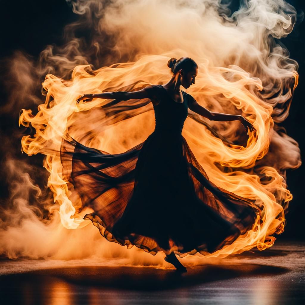 Huge flames create the illusion of a dancer.