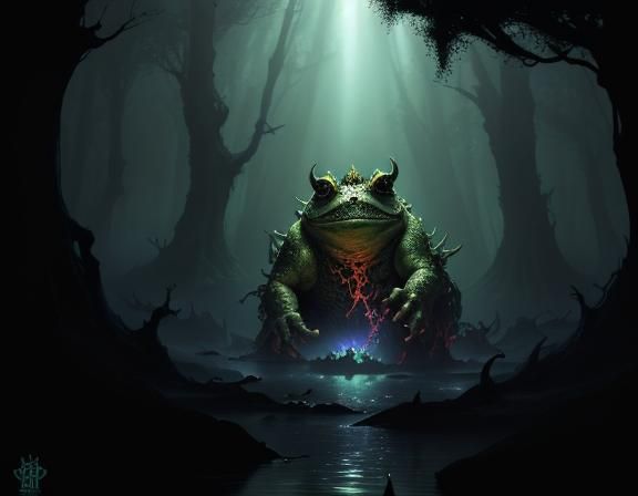 A bullywug in a swamp. A bullywug in a swamp. a masterpiece,...