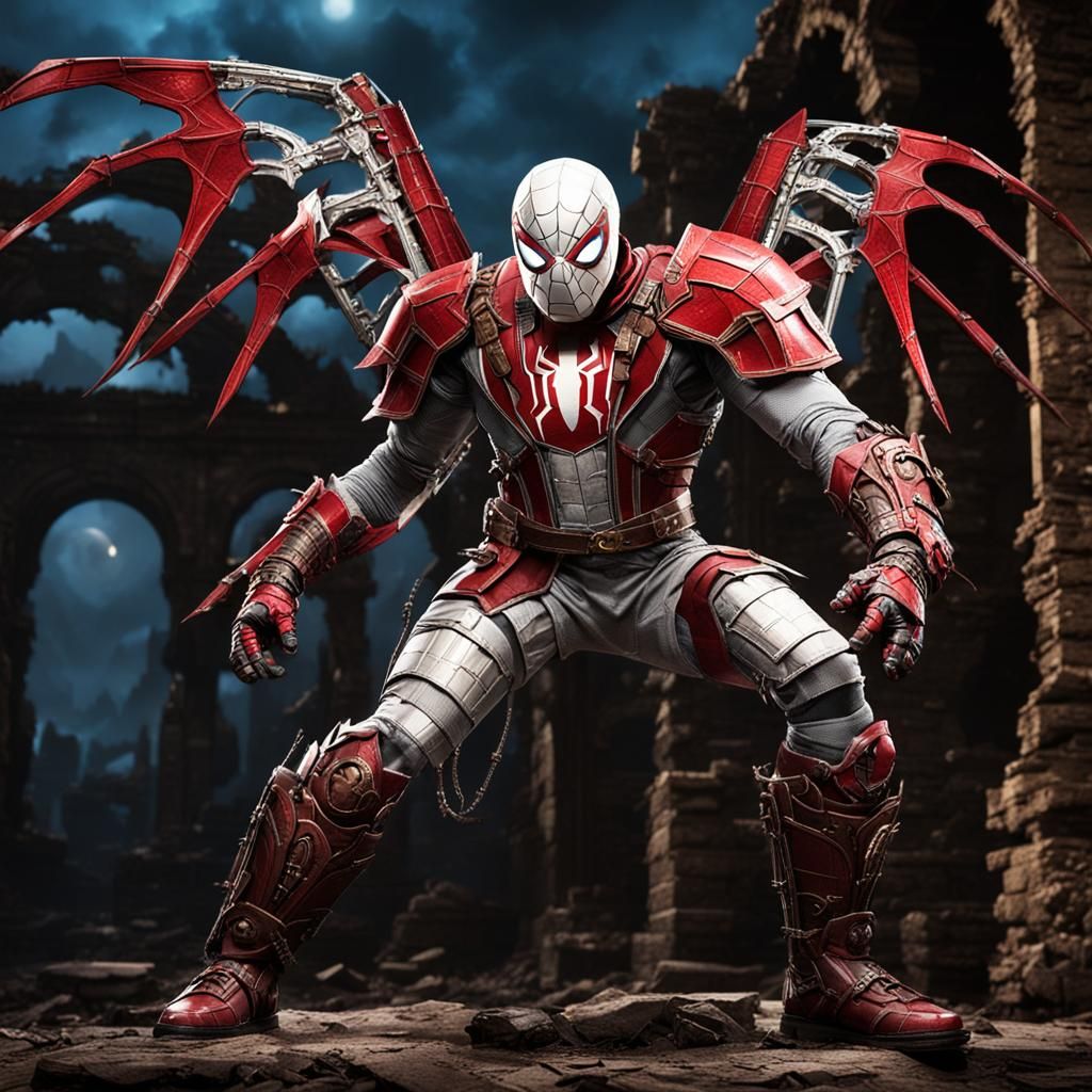 Spider-Man with metal dragon wings.