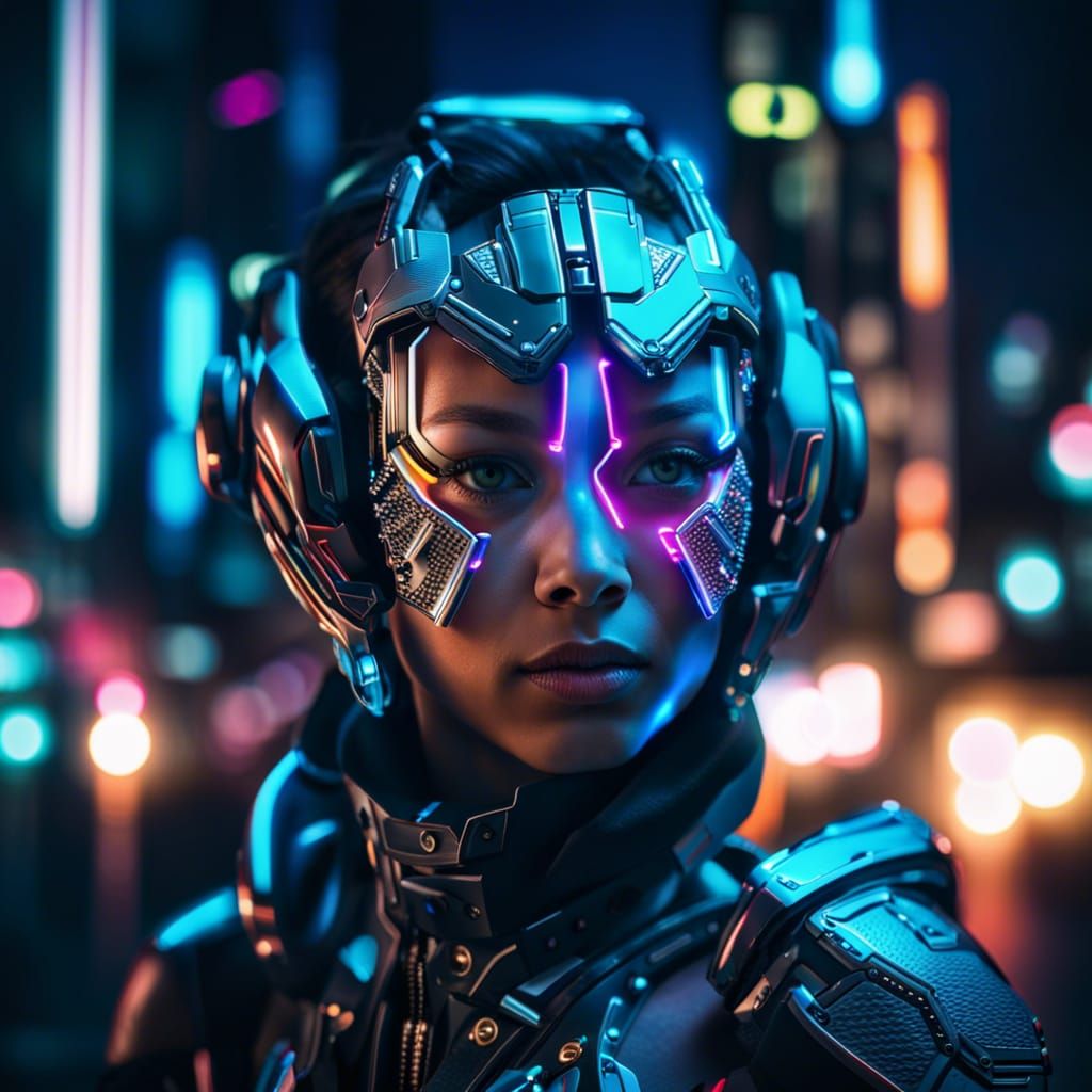 Neon City Cyborg Girl ⚡️  by @NightCat