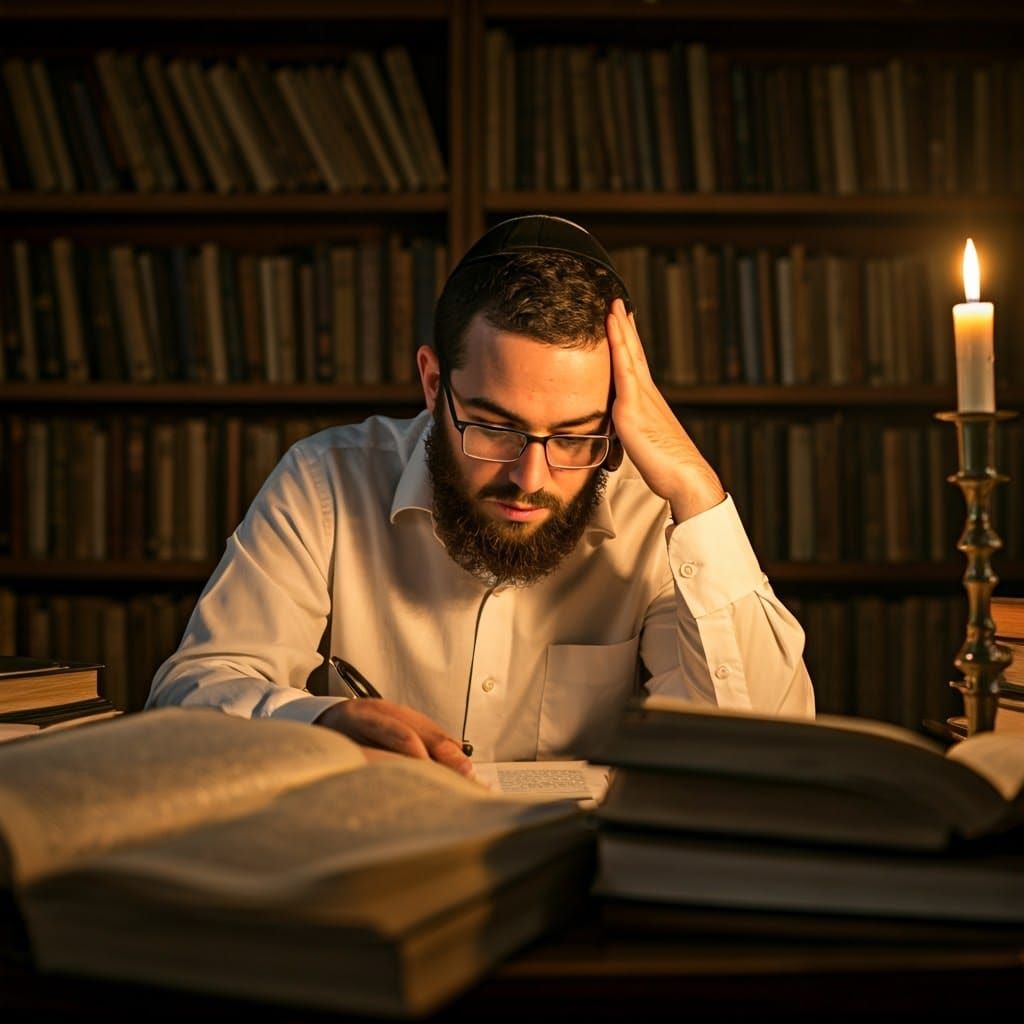 Torah Scholar in Contemplation, Traditional Study Hall