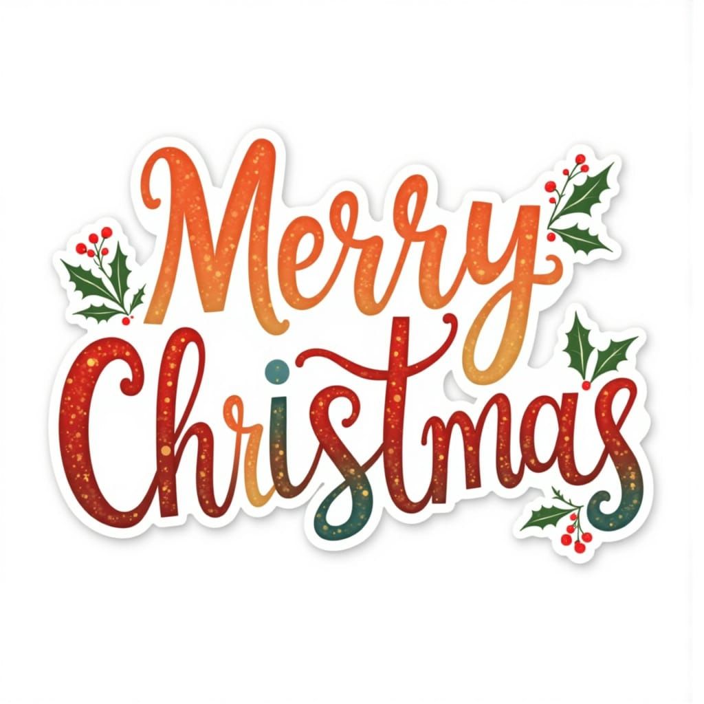 <lora:Christmas Cheer:1.0>festive phrase “Merry Christmas” written in a cheerful, decorative script style.

The word “Merry” is written in s...