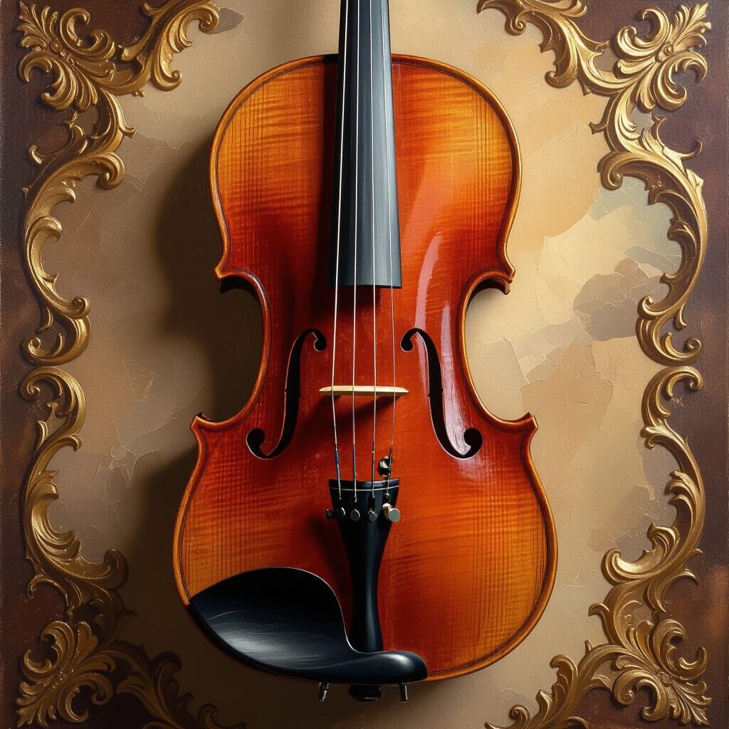 Elegant Violin as Renaissance Masterpiece in Amber