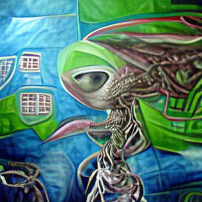 Alienígena chapado detailed painting