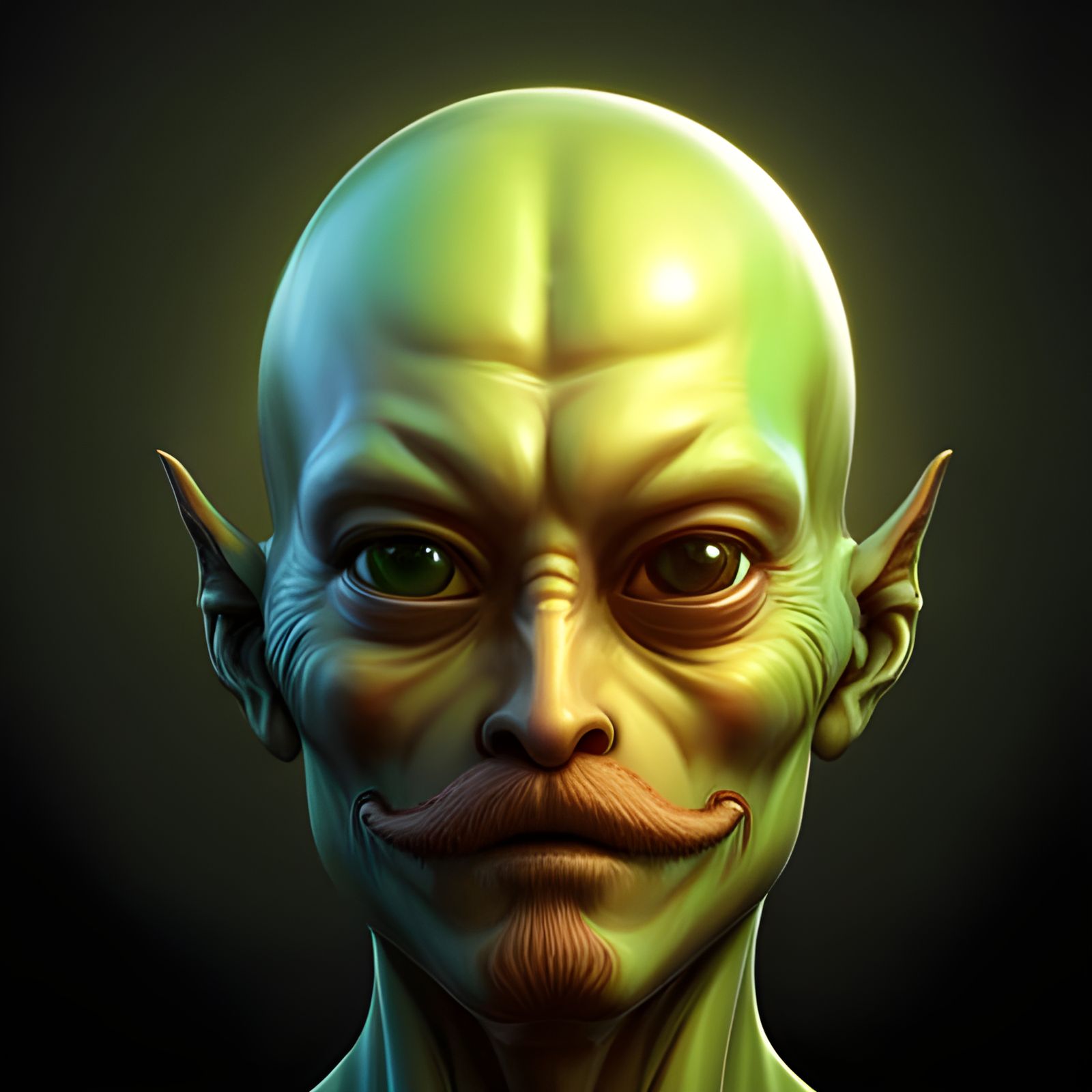 Handsome (and single) alien with a subtle handlebar mustache.    by @Kim