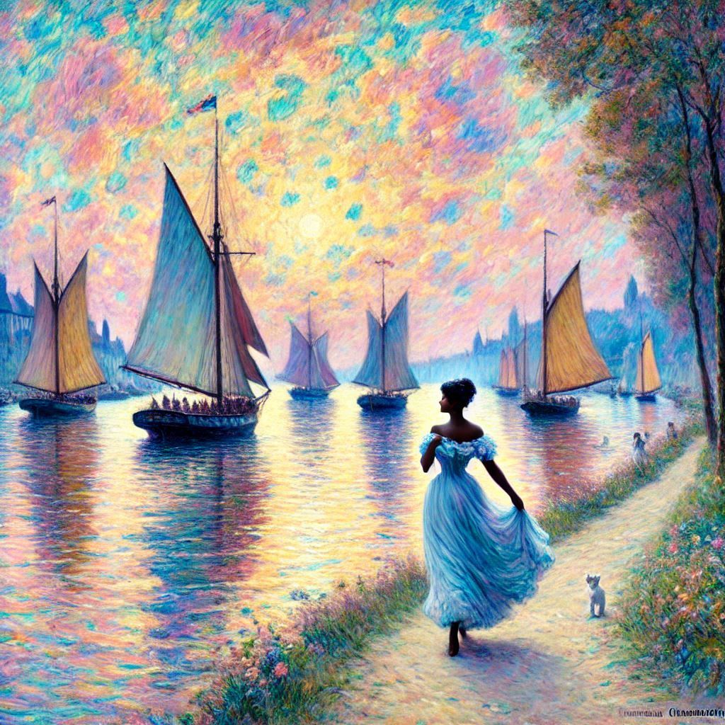 A day at the lake in pastel
