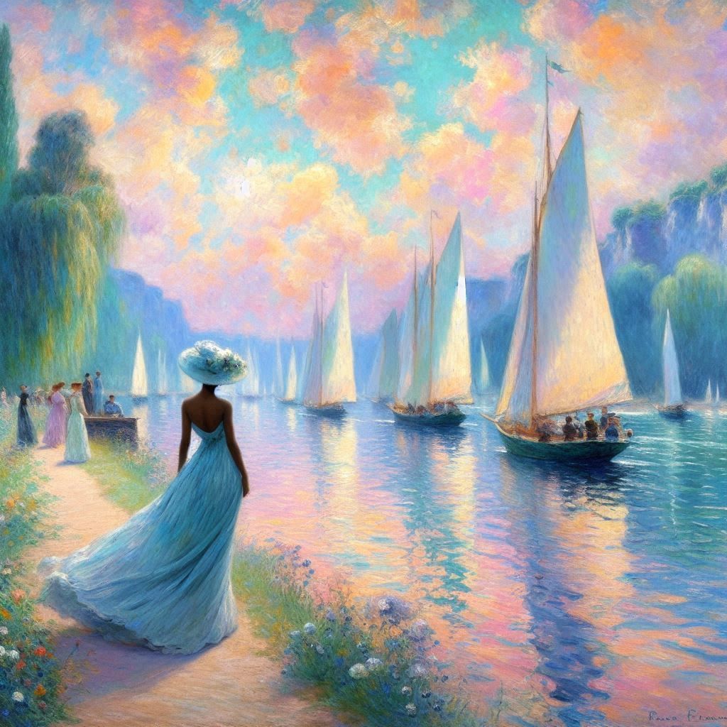 A day at the lake in pastel