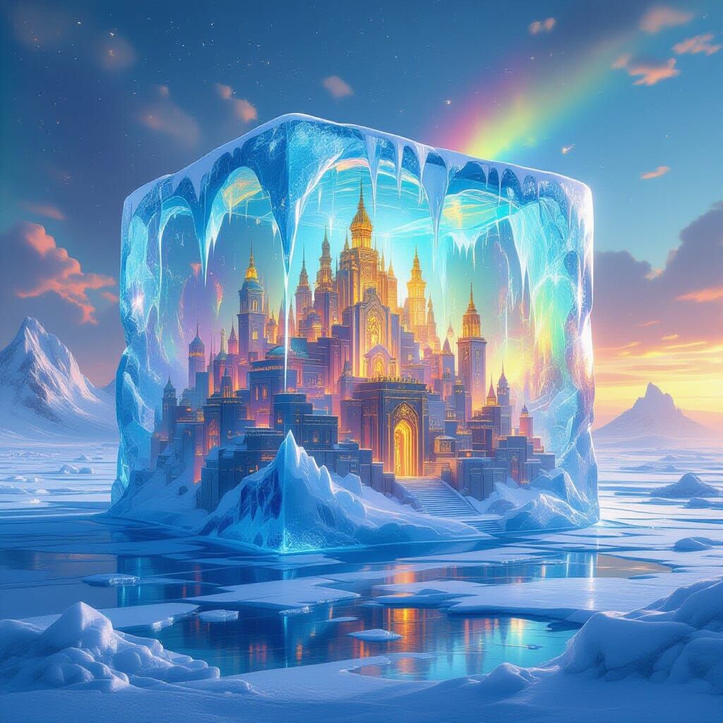Mystical Hot City Inside Ice Cube