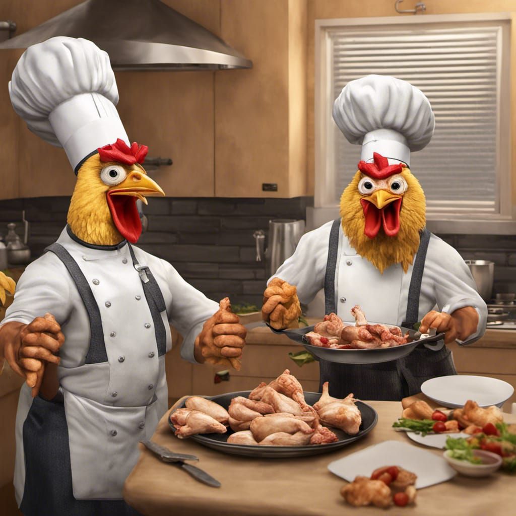 Huper realistic chicken as a Gordon ramsey cooking chicken w...