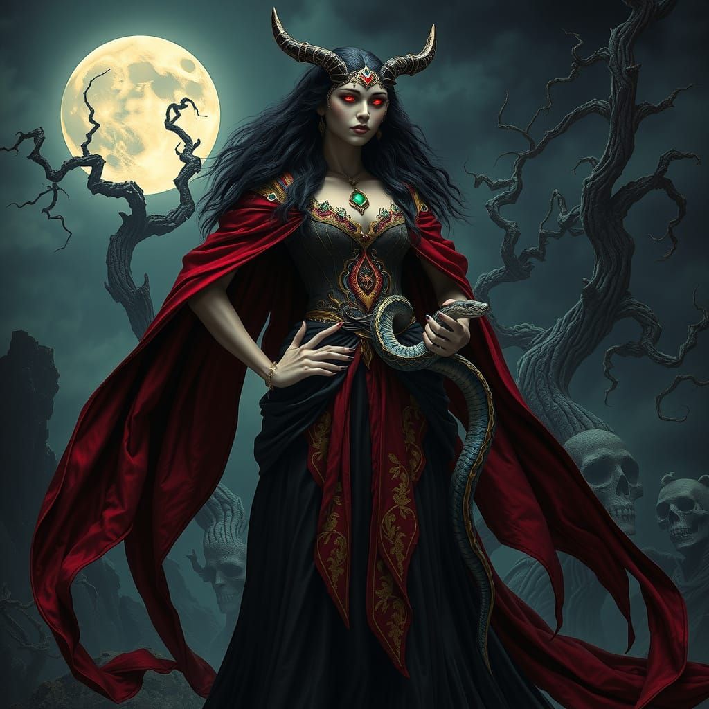Goddess Lilith in Dark Biomechanical Surrealism
