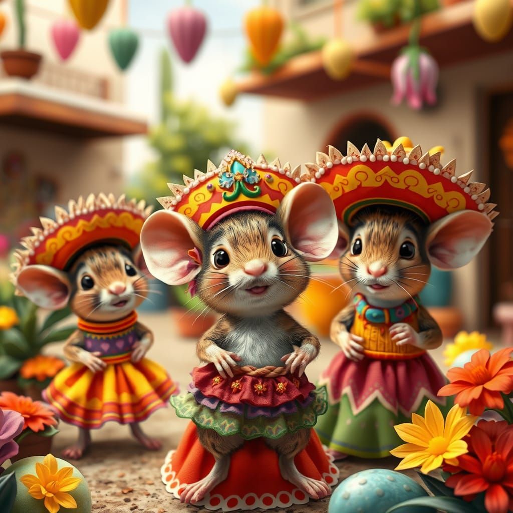 Animals in Sombreros Daily Challenge #946   MEXICAN MOUSE AND FRIENDS WEARING A SOMBREROS   by @gypsy