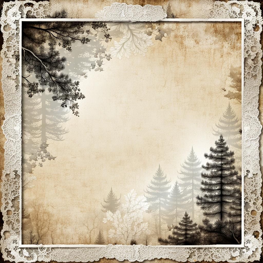 Frozen flowers Old dirty Lace paper 