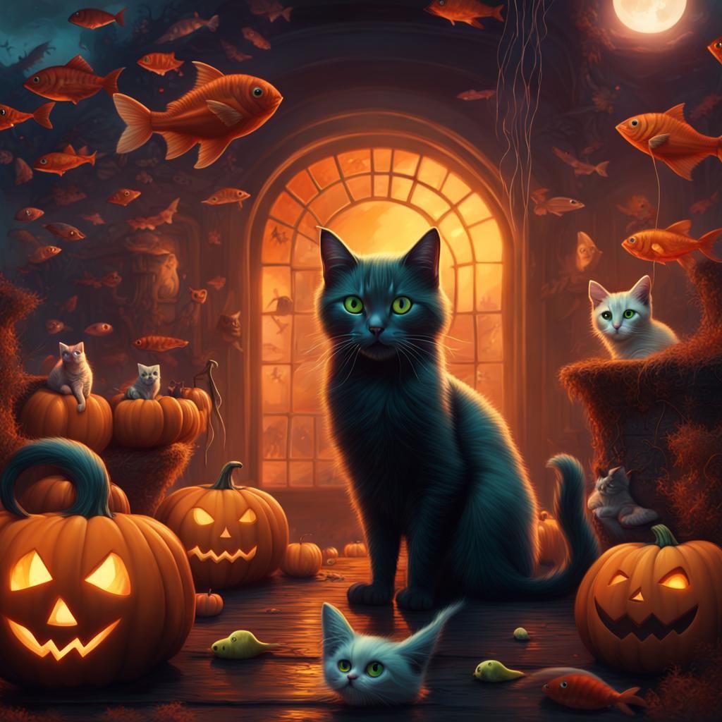Halloween kitties and fishies