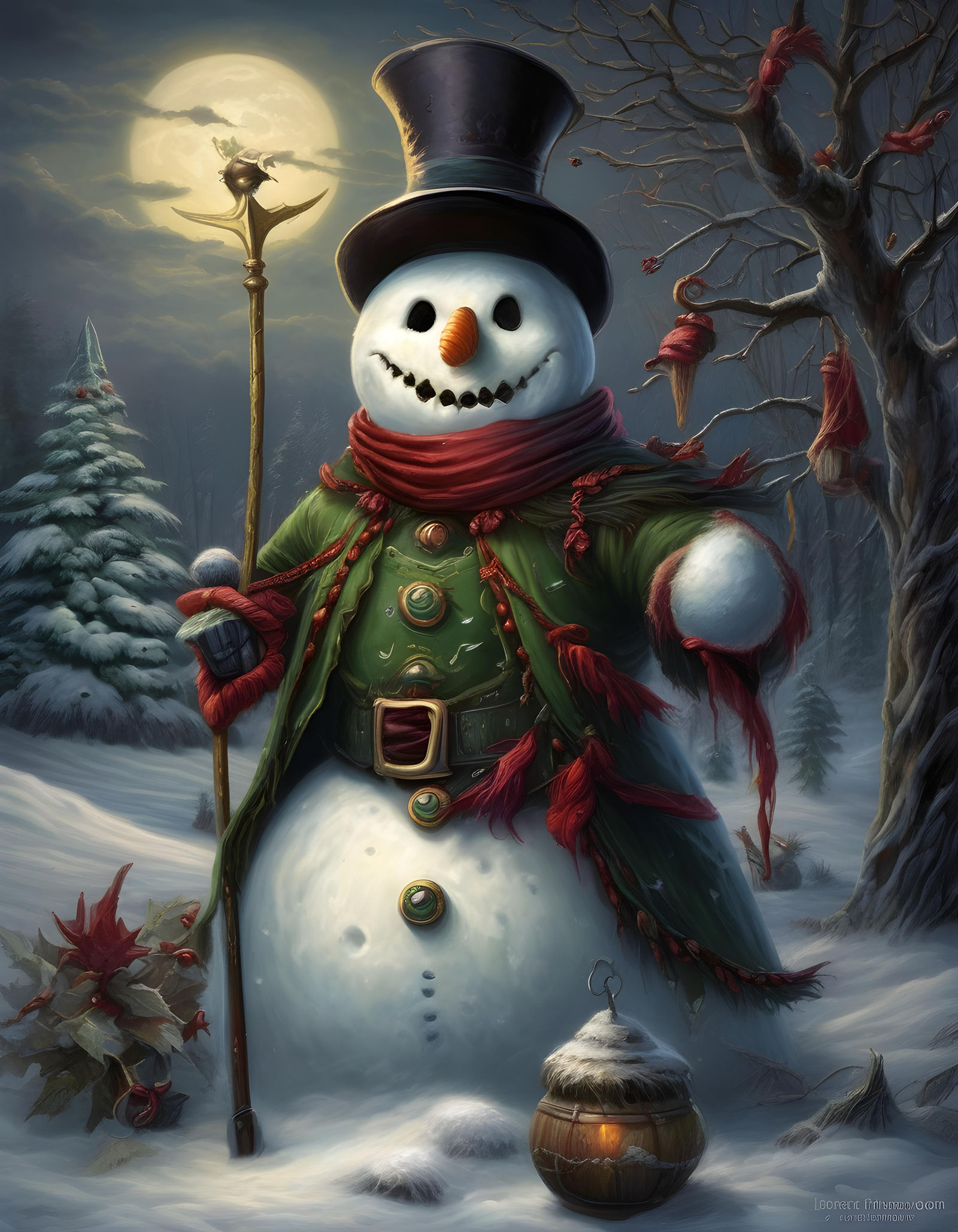 Evil creepy snowman