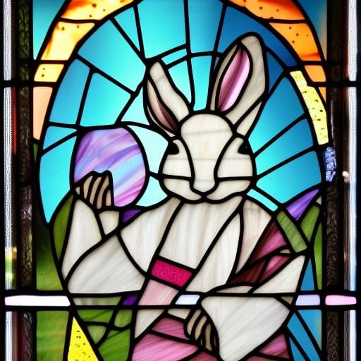 Jesus Easter Bunny stained glass