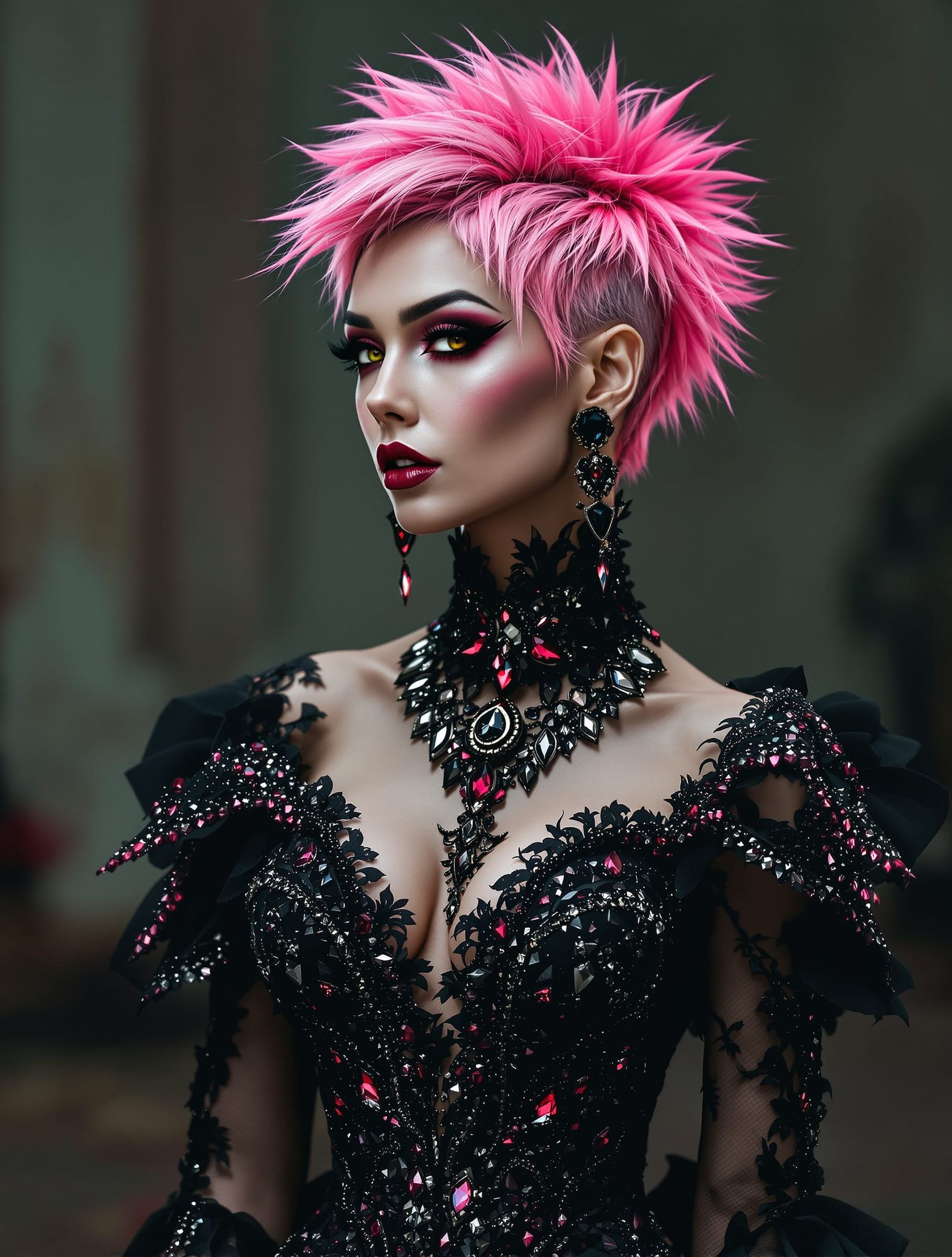 Combine the woman standing infront of the mansion in the moonlight - Start Image 1