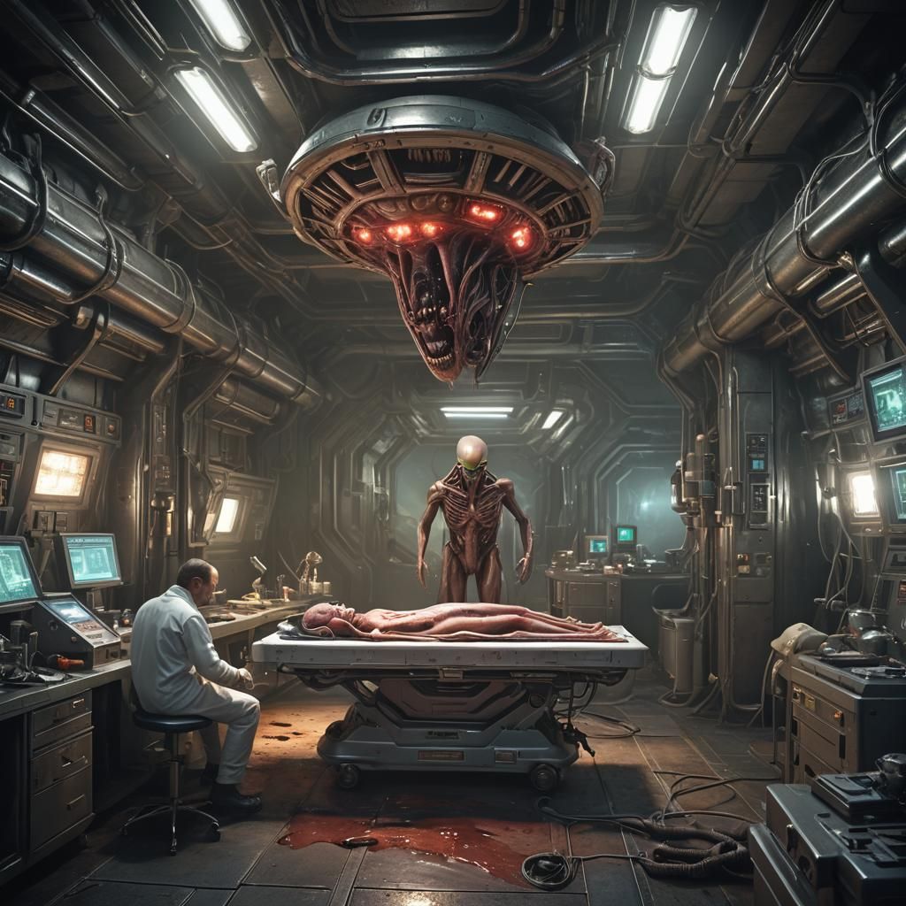 Alien autopsy in a top secret underground government lab