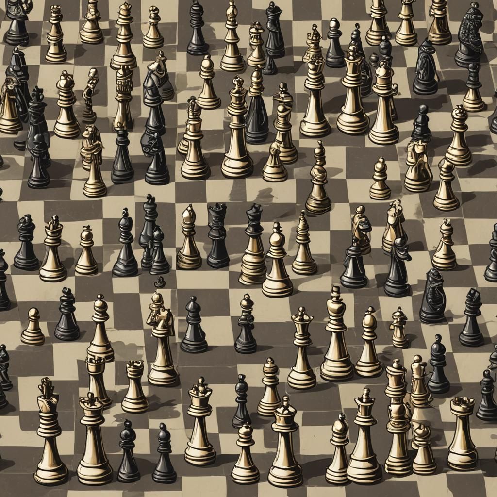 Chess pieces playing king of the hill