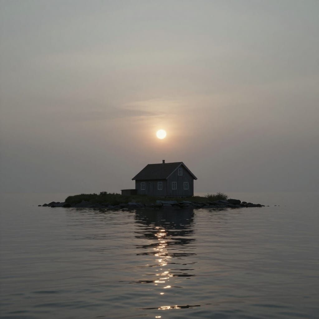 Quaint Island House at Sunset Digital Matte Painting