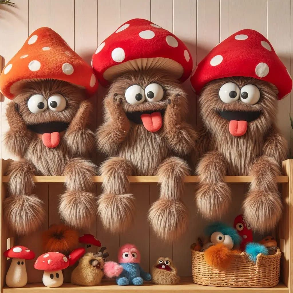 Crazy mushroom plushies