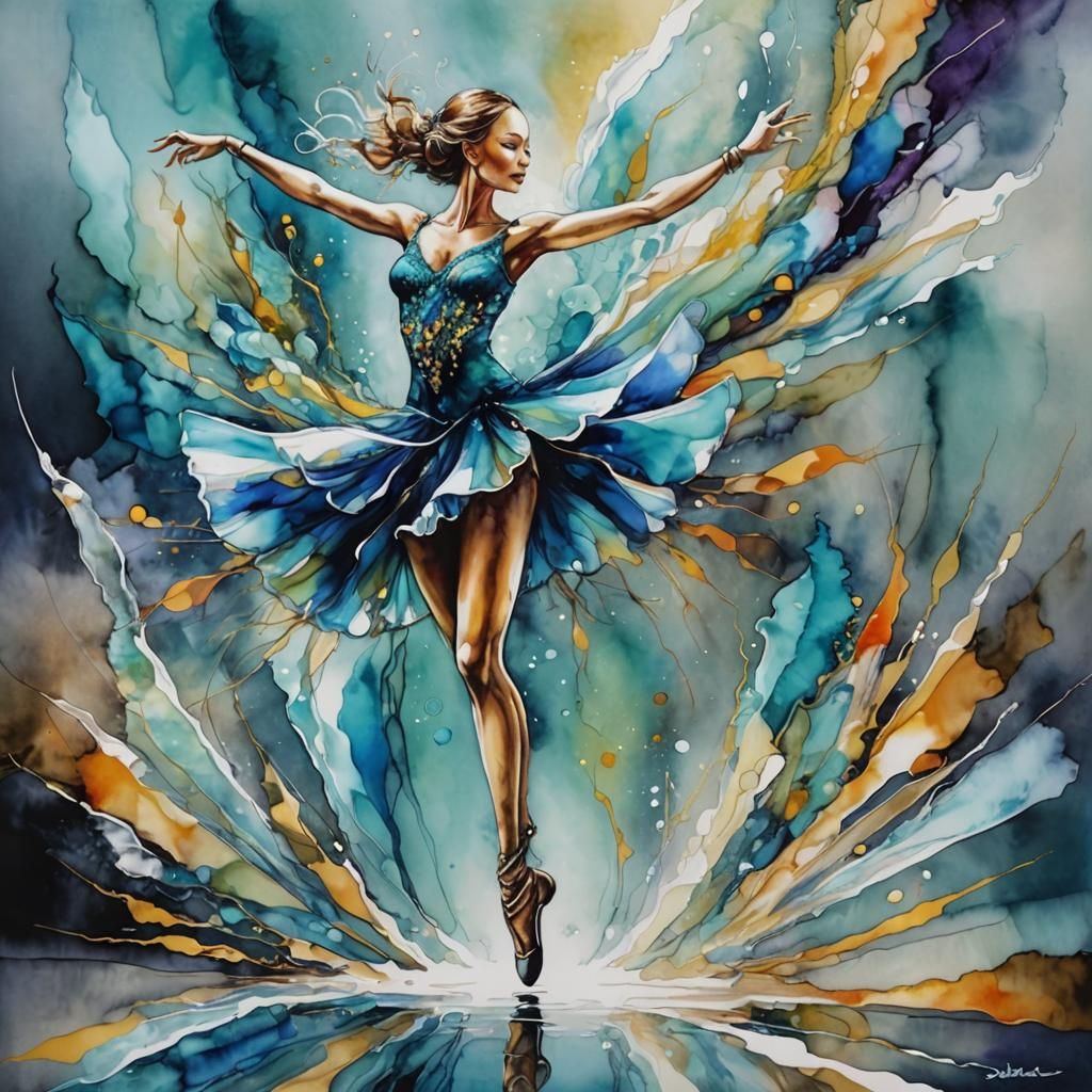 Watercolor dancer, wet on wet